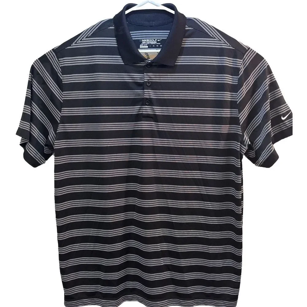 Nike Golf Tour‎ Performance Polo Shirt Dri-Fit Black Short Sleeved Men's XXL 2XL